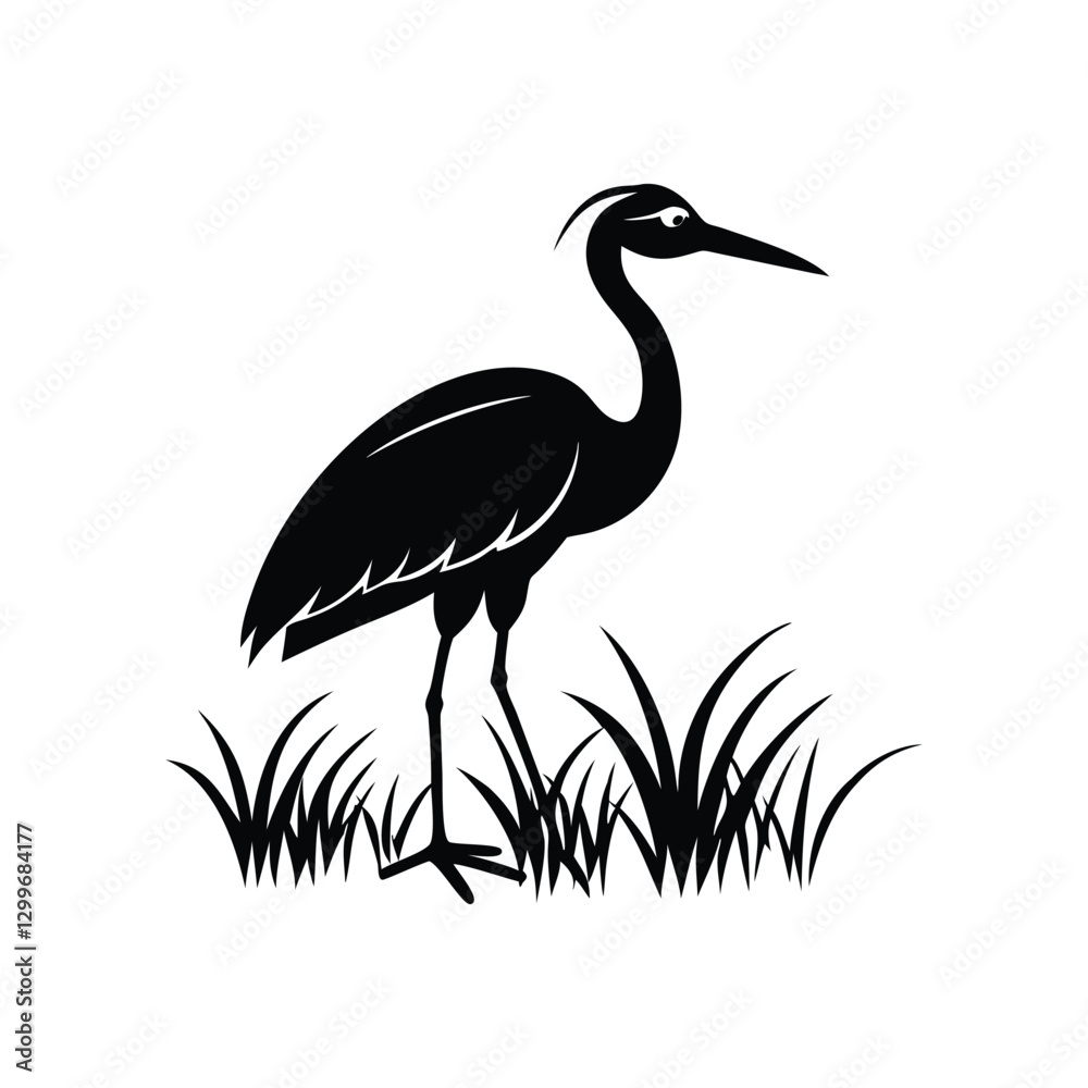 Fototapeta premium heron of green grass