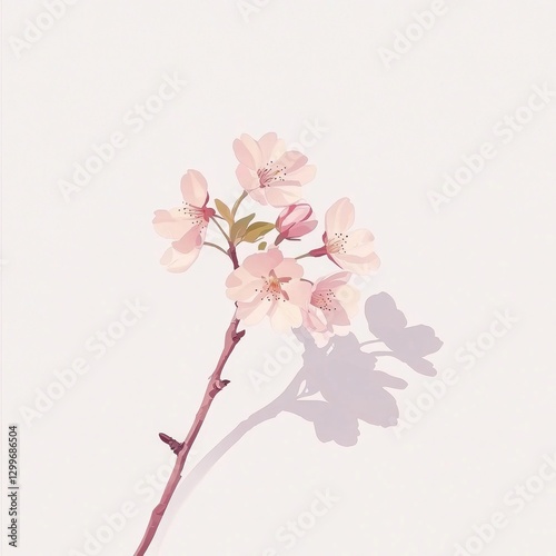 Delicate pink cherry blossoms with shadow.
