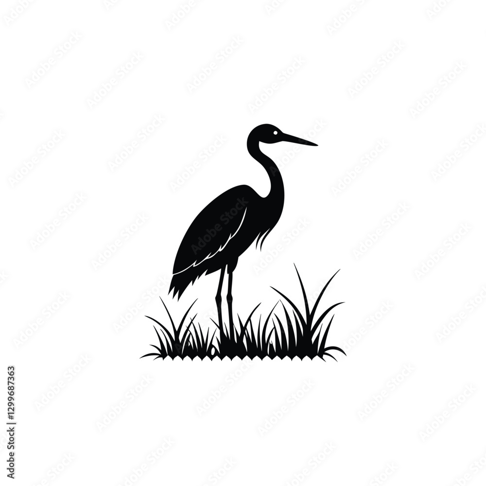 Fototapeta premium heron of green grass