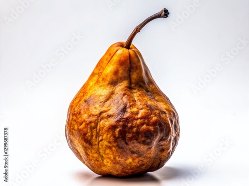 Silhouette of a Single Withered Pear on White Background - Stock Photo photo