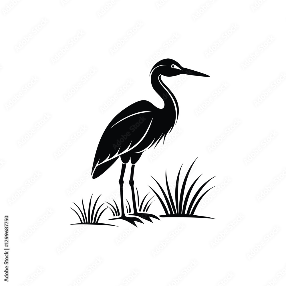 Obraz premium heron of green grass