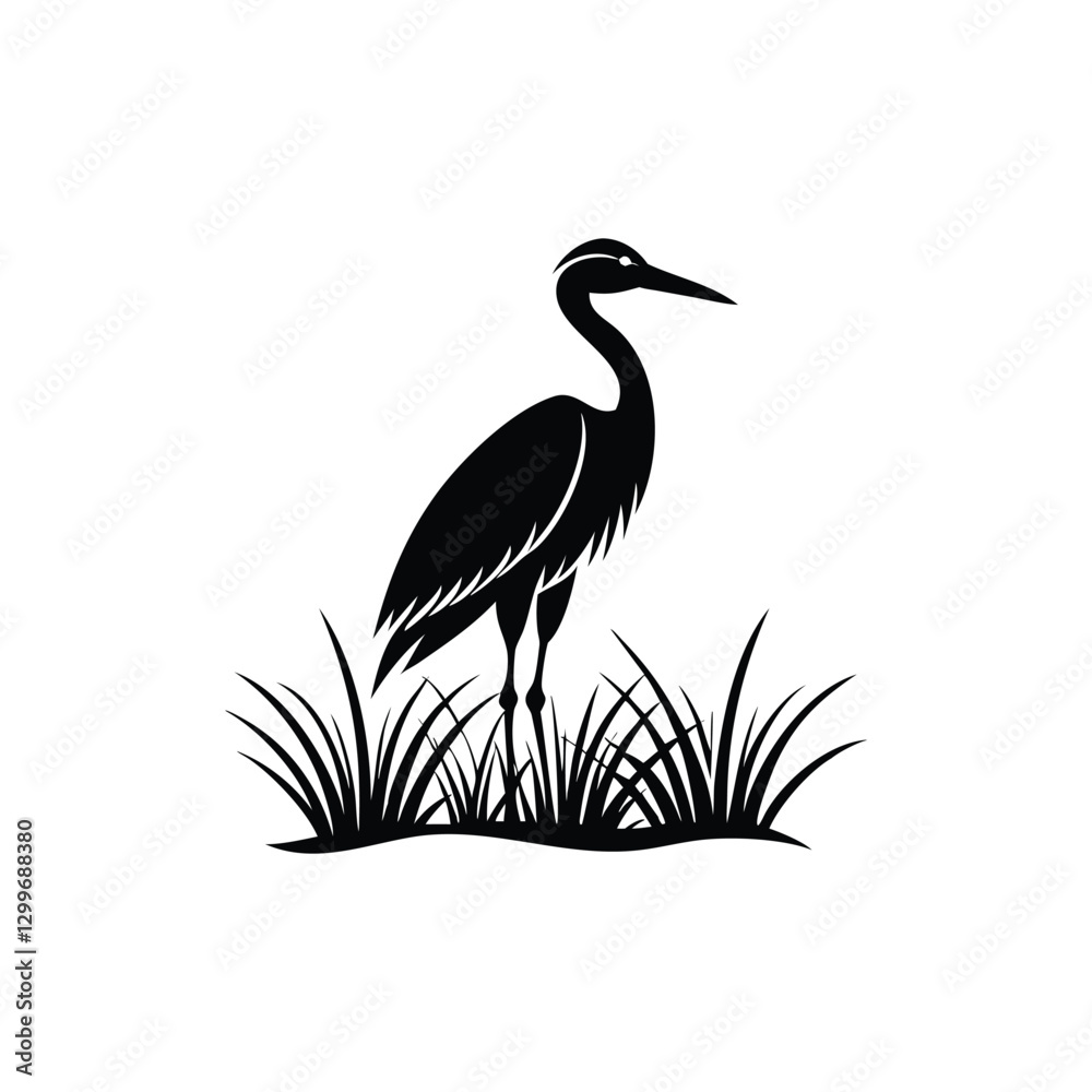 Fototapeta premium heron of green grass