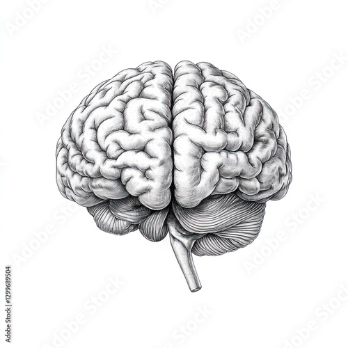 Detailed anatomical illustration of a human brain. (1)