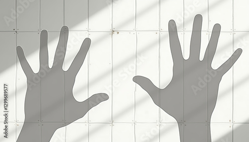 Hand shadows on white wall for creative shadow theater and interactive educational workshops photo