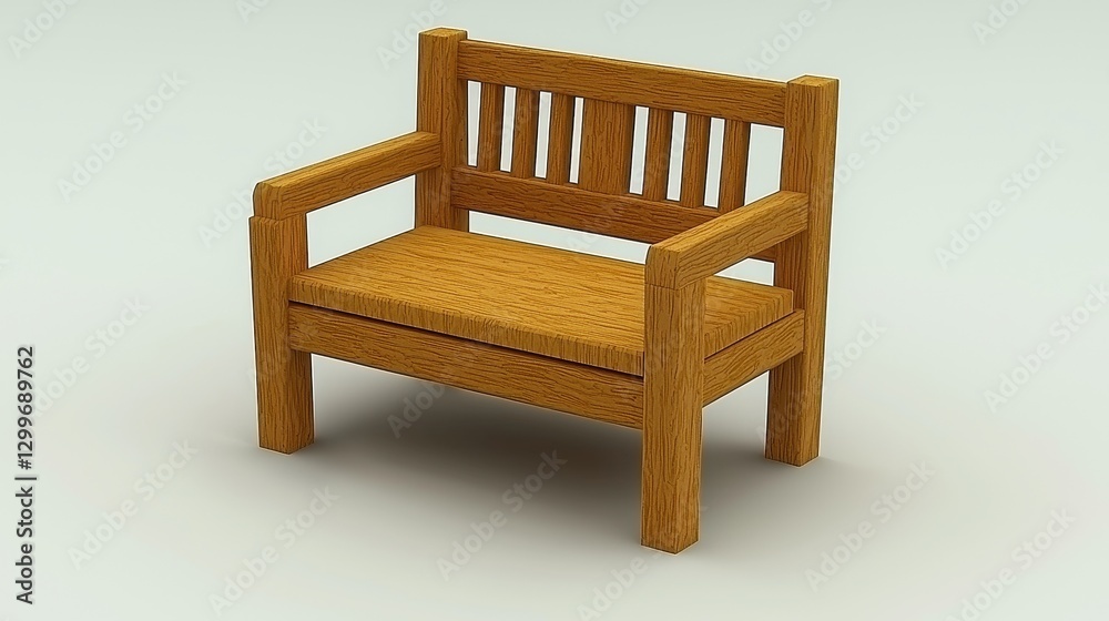 Wooden Bench, 3D Model, Studio Setting Wooden Bench, 3D Model, Studio Setting