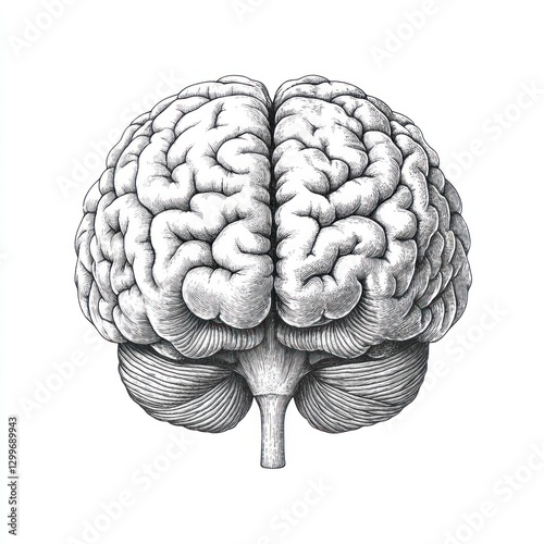 Detailed anatomical illustration of a human brain, superior view. (1)