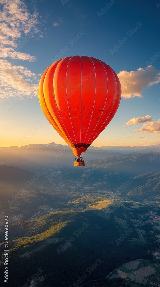 Obraz premium Sunrise Hot Air Balloon Mountain Flight