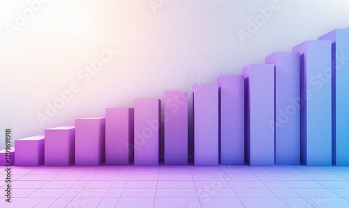 Purple Steps on Tiled Floor Growth Path. Concept for business progress, career climb