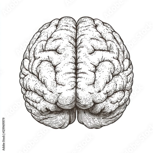 Detailed hand-drawn illustration of a human brain. (1)
