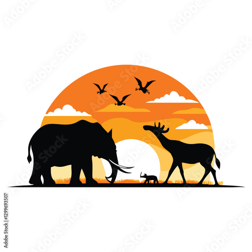 wild animals silhouettes