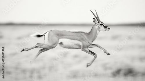 Graceful antelope leaping in a serene landscape wildlife photography natural environment side view motion concept
