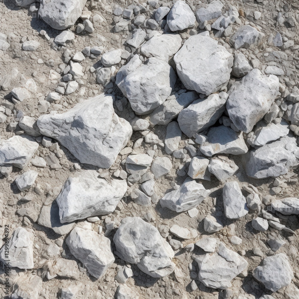 Fototapeta premium Quarry rocks on dirt. Excavation site with raw material for industry. Construction