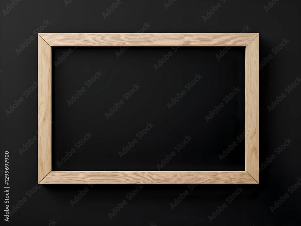 Light Wood Frame on Black Background Mockup Light Wood Frame on Black Background Mockup