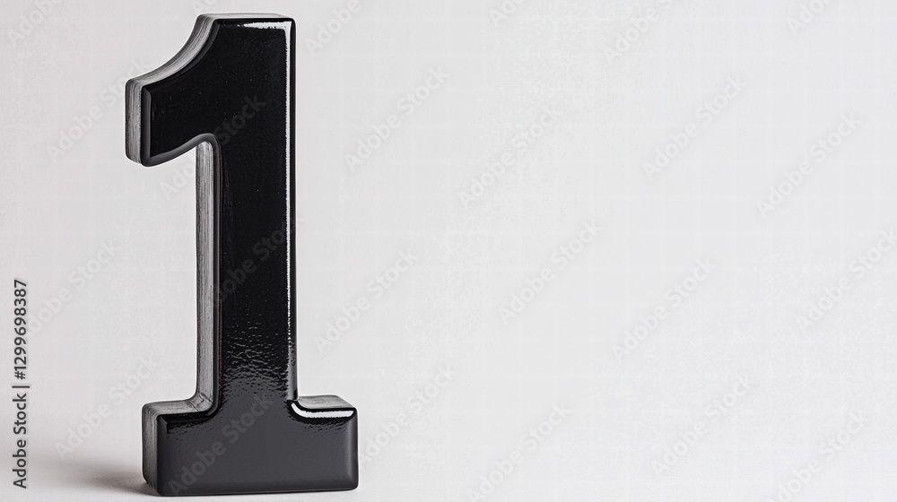 Black Number One Sculpture on Neutral Background for Design Use Black Number One Sculpture on Neutral Background for Design Use