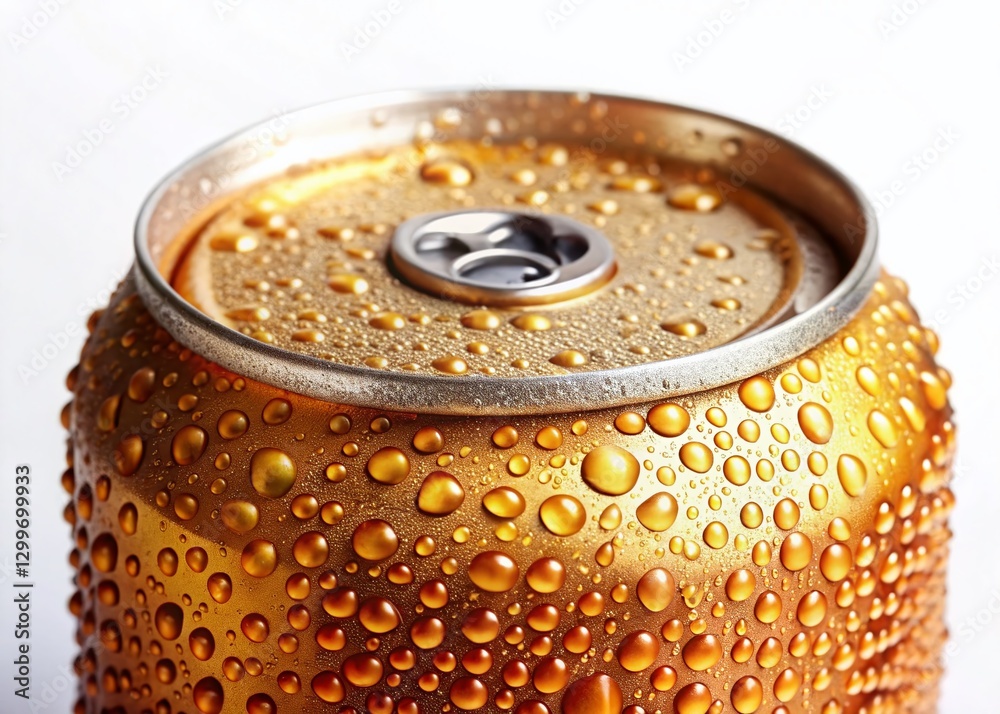 Sparkling Apple Cider Can with Condensation, Isolated on White Background - Stock Photo Sparkling Apple Cider Can with Condensation, Isolated on White Background - Stock Photo