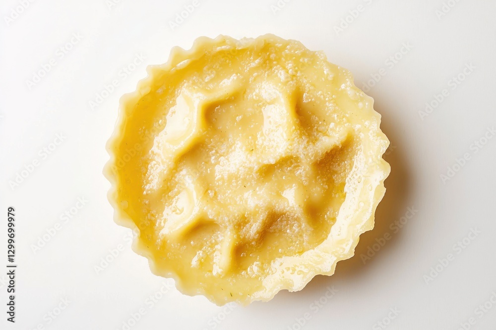 Overhead Shot of Mouthwatering Mini Custard Tart on White Backdrop in Soft Natural Daylight Overhead Shot of Mouthwatering Mini Custard Tart on White Backdrop in Soft Natural Daylight
