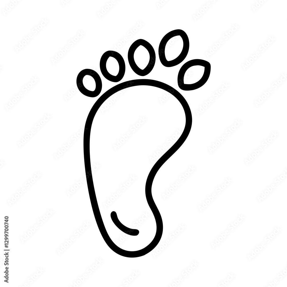 Minimalistic outline of a human foot print representing footprints and tracking Minimalistic outline of a human foot print representing footprints and tracking