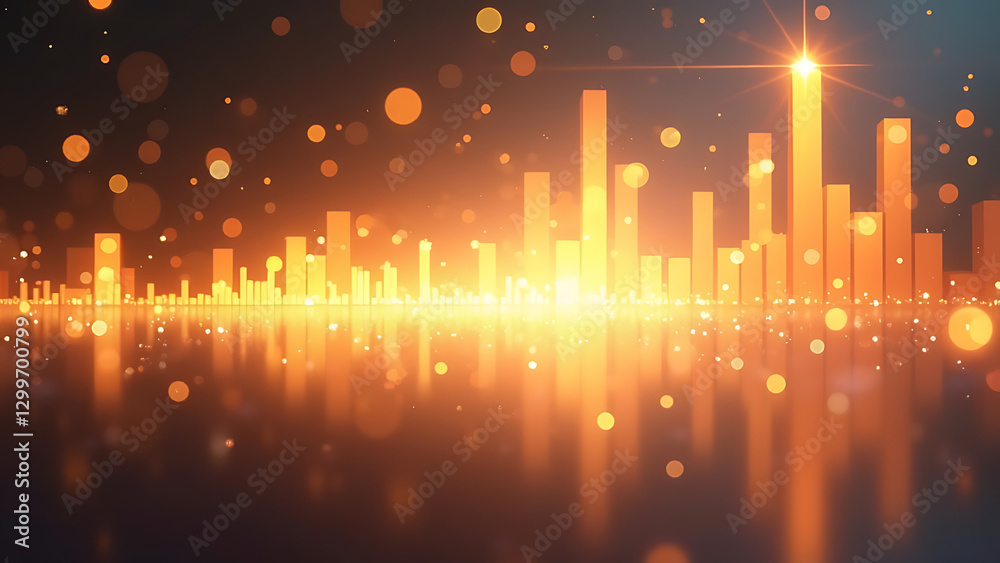 Fototapeta premium abstract background with circle soft color ,random bar graph,left to right,random star,down left to top right,yellow light and white light color