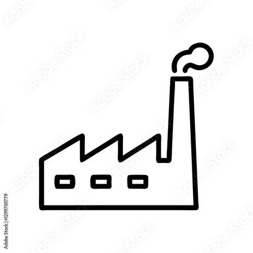 Simple outline of an industrial factory with smokestack representing manufacturing and production  