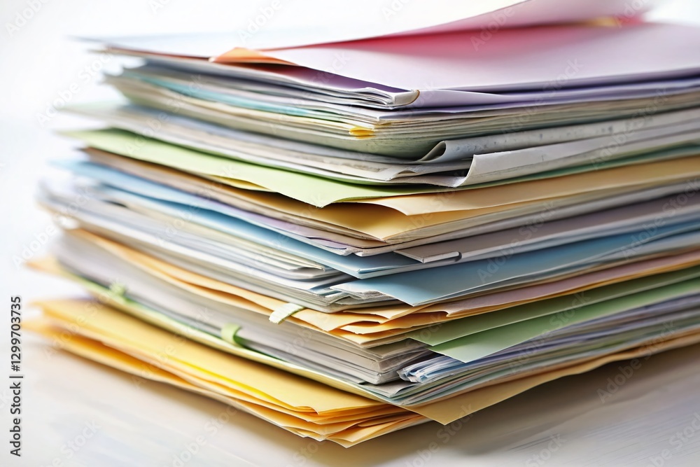 Stack of Overdue Bills, Shallow Depth of Field, Financial Stress, Close-Up Stack of Overdue Bills, Shallow Depth of Field, Financial Stress, Close-Up