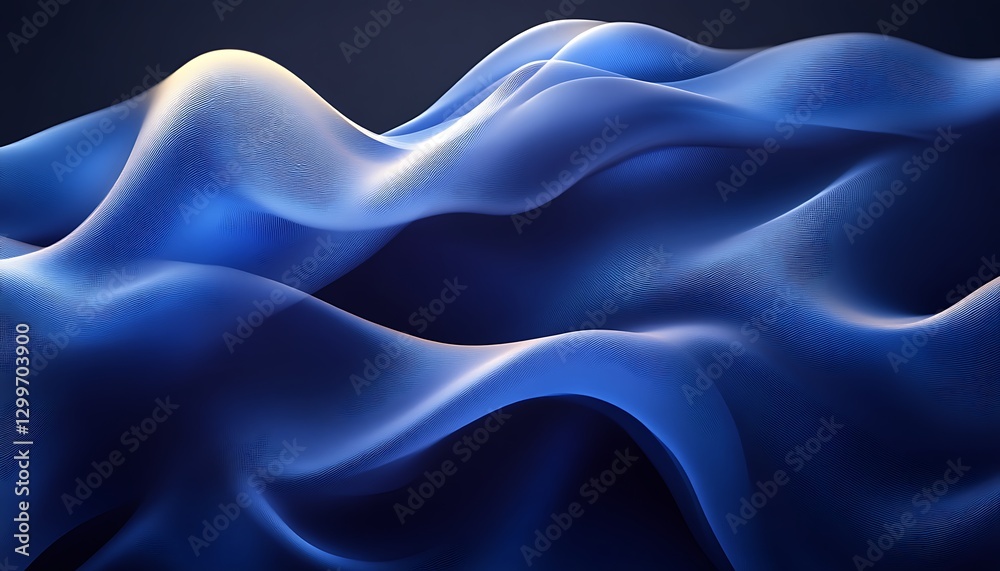 Obraz premium Blue Waves Flowing on Dark Surface