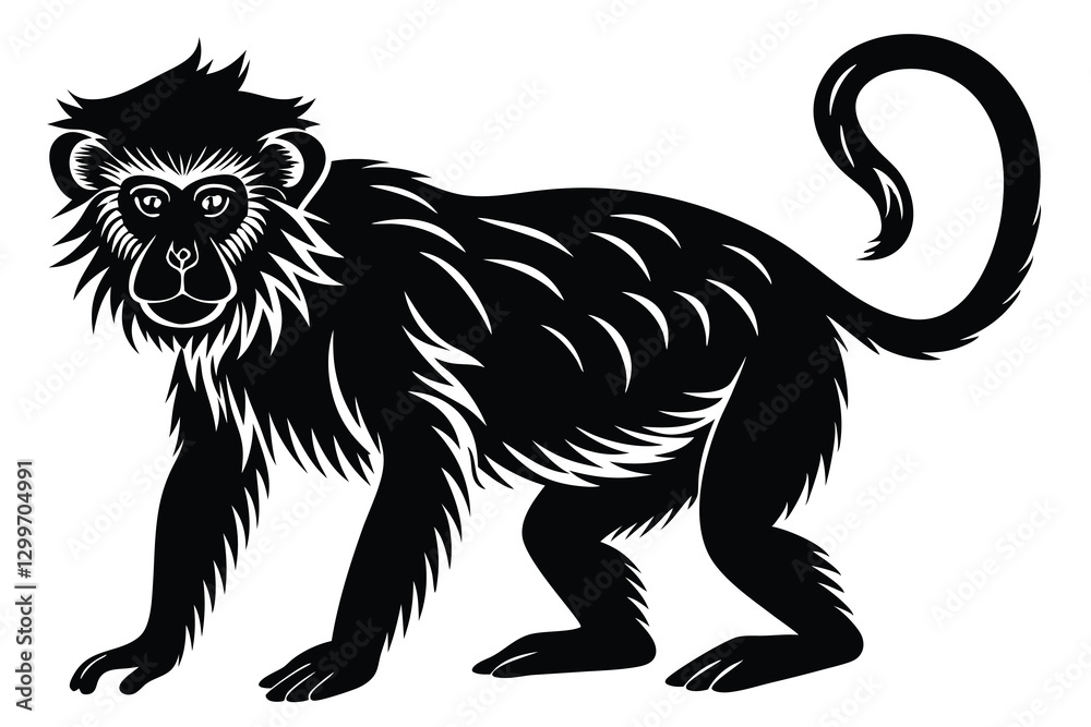 Obraz premium Monkey silhouette vector illustration