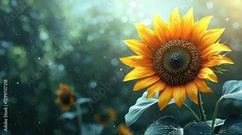 Vibrant Sunflower Bathed in Morning Light
