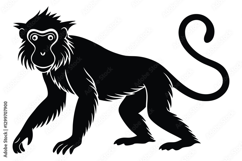Obraz premium Monkey silhouette isolated on a white background Vector illustration