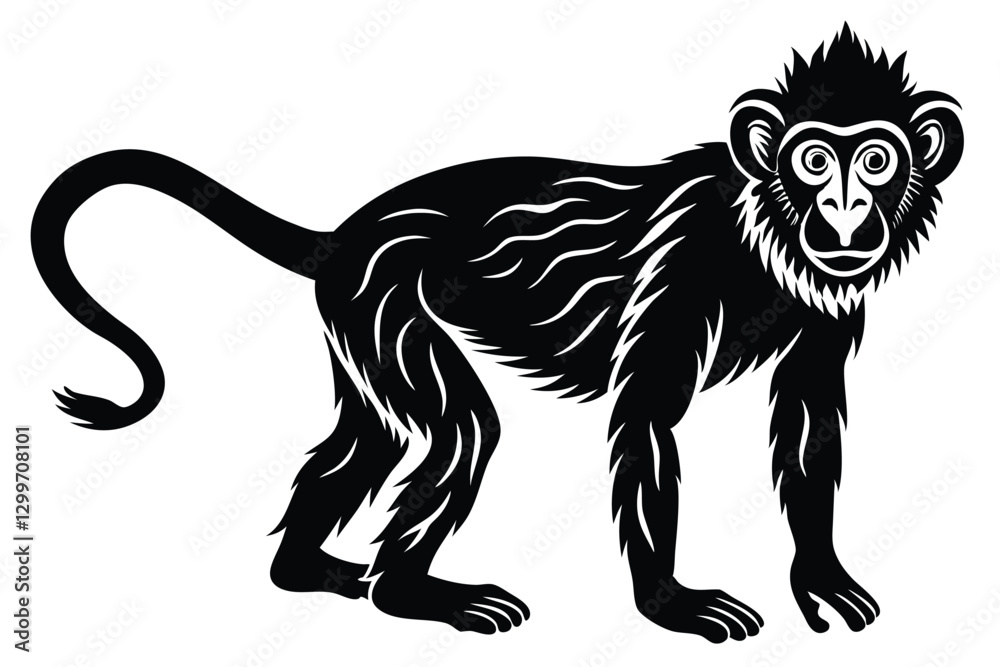 Obraz premium Monkey silhouette isolated on a white background Vector illustration