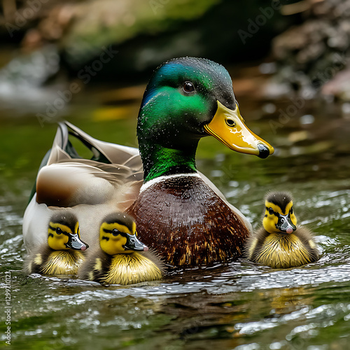mallard duck with ducklings