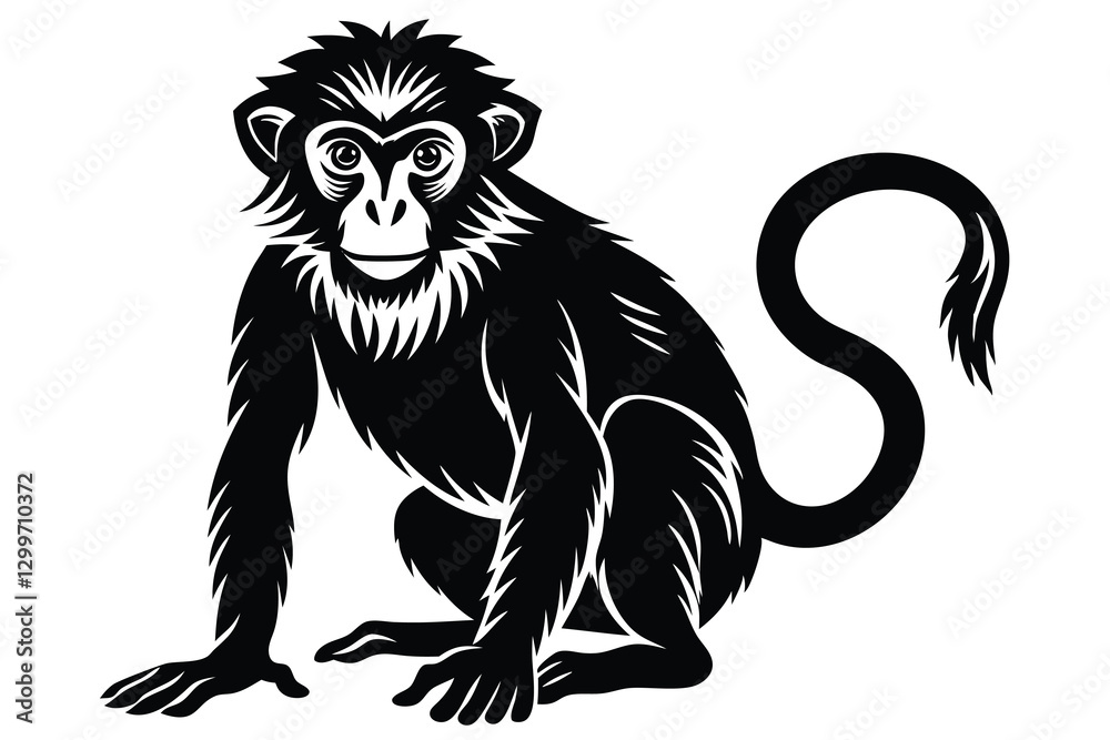 Fototapeta premium Monkey silhouette black and white