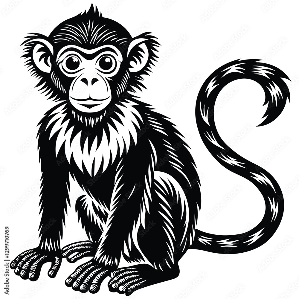 Obraz premium Monkey silhouette black and white