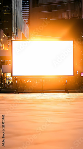 Blank Billboard at Night in Urban Setting