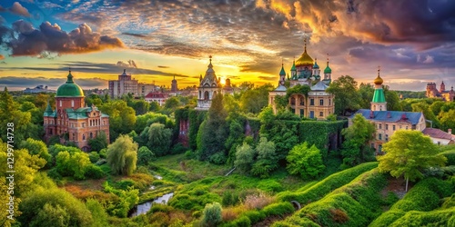 Surreal Cityscape: Pushkin, Russia - Dreamlike Architecture & Nature