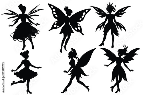 Flat design illustration of fairy silhouette