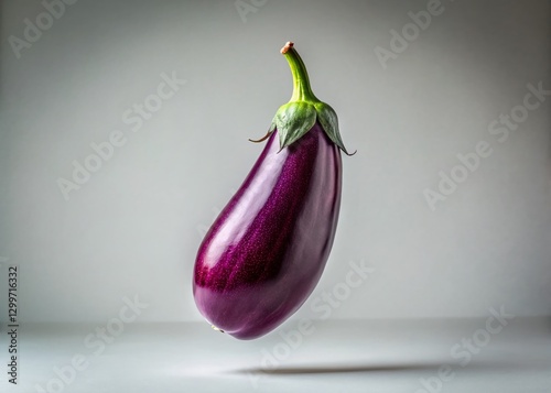 Surreal Eggplant Photography: Floating Purple Aubergine on White Background