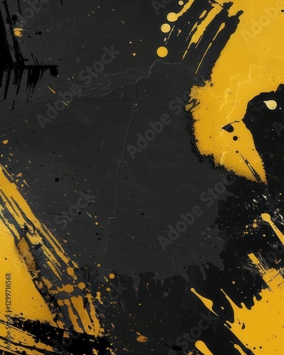 Abstract black and yellow splash background for creative designs, posters, and presentations