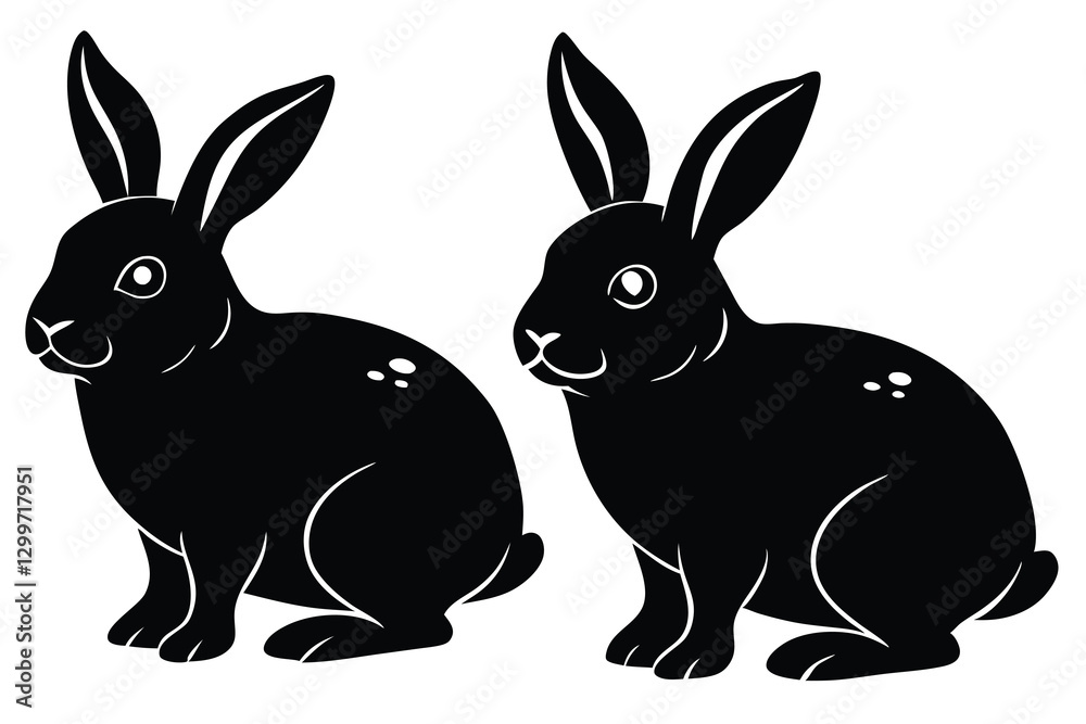 Obraz premium wildlife silhouette collection greeting rabbit vector element