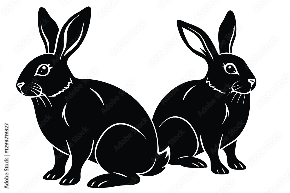 Obraz premium Easter bunny silhouettes vector illustration