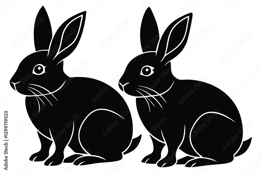 Obraz premium Easter bunny silhouettes vector illustration
