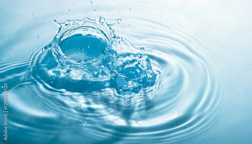 抽象的な爽やかな透明な水の影表面 テクスチャ 青の背景に自然な波紋、水飛沫のクローズアップ