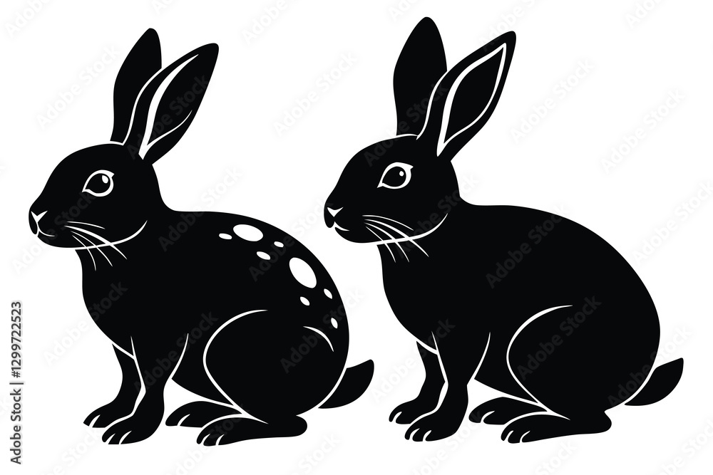 Fototapeta premium different rabbits silhouettes