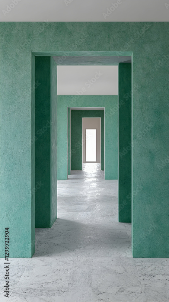 Fototapeta premium Teal Mosaic Tile Hallway Interior Design