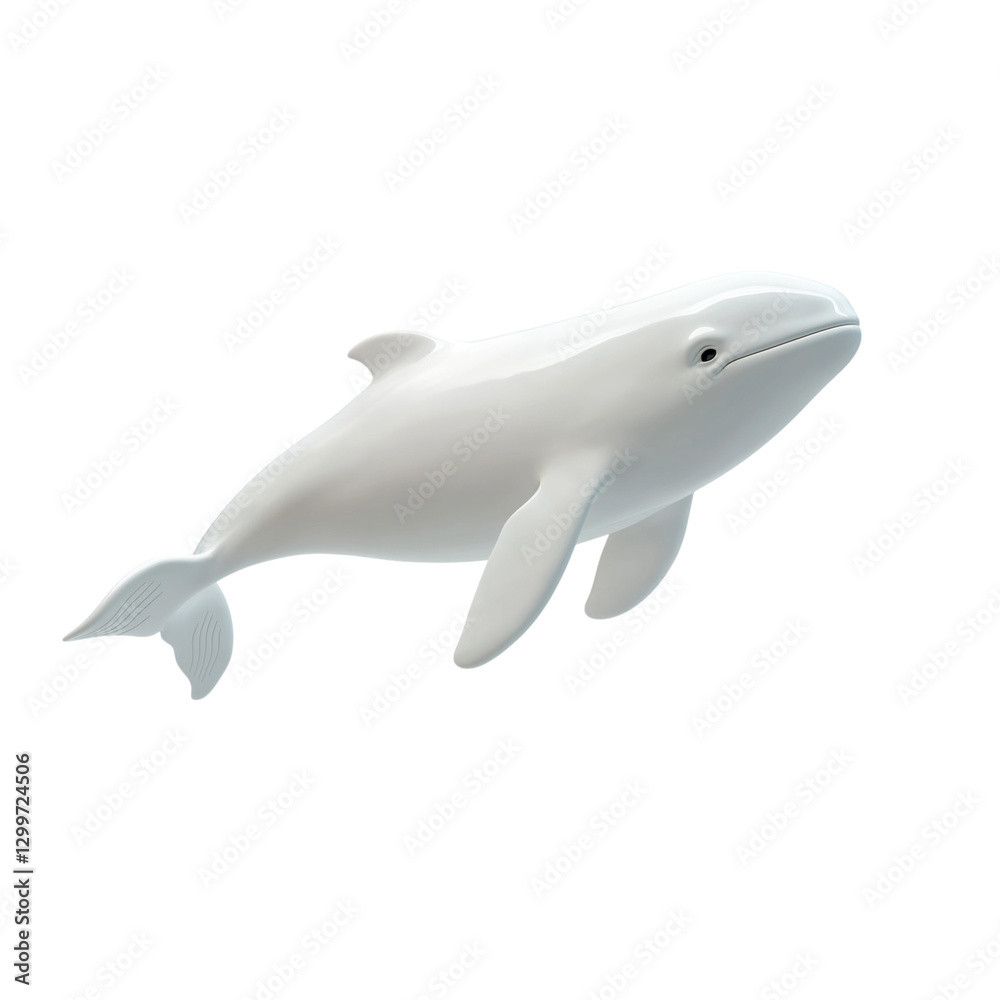 Fototapeta premium A graceful white dolphin swimming upward through clear blue water, showcasing its dynamic movement, elegance, and freedom, capturing the beauty of marine life in motion and harmony&nbsp;with&nbsp;nature.