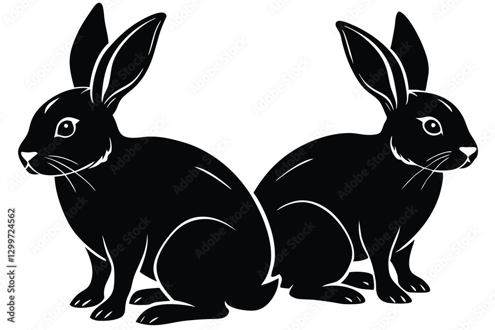Obraz premium rabbit silhouette vector illustration