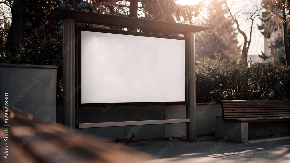Empty digital billboard urban park advertising content quiet environment side angle digital marketing opportunity Empty digital billboard urban park advertising content quiet environment side angle digital marketing opportunity