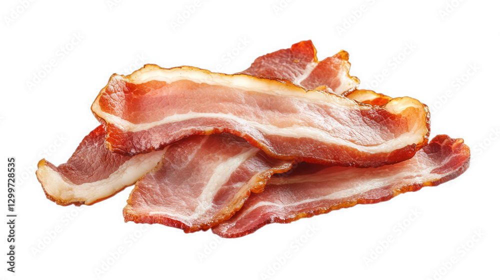 Obraz premium several slices of cooked bacon. showcasing their crispy texture and rich color. ideal for culinary presentations or food-related content