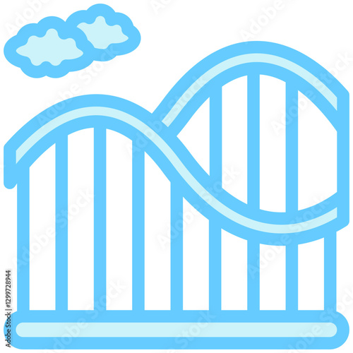 Roller Coaster dual tone blue color, mini illustration icon. use for modern concept, print, UI, UX kit, web and app development. Vector EPS 10, related to entertainment, festival, funfair and hobbies.