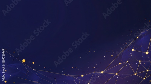 Abstract Network Connections: Golden Nodes on a Deep Blue Canvas