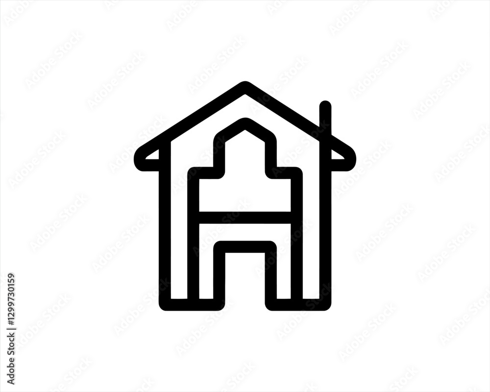 House icon logo design outline vector template. House icon logo design outline vector template.